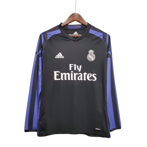 Camisa Real Madrid III III 2016/17 Adidas Retrô Manga Longa - Preto