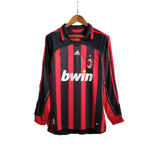Camisa Retrô Milan I I Adidas 2006/07 Masculino Manga Longa Vermelho e Preto