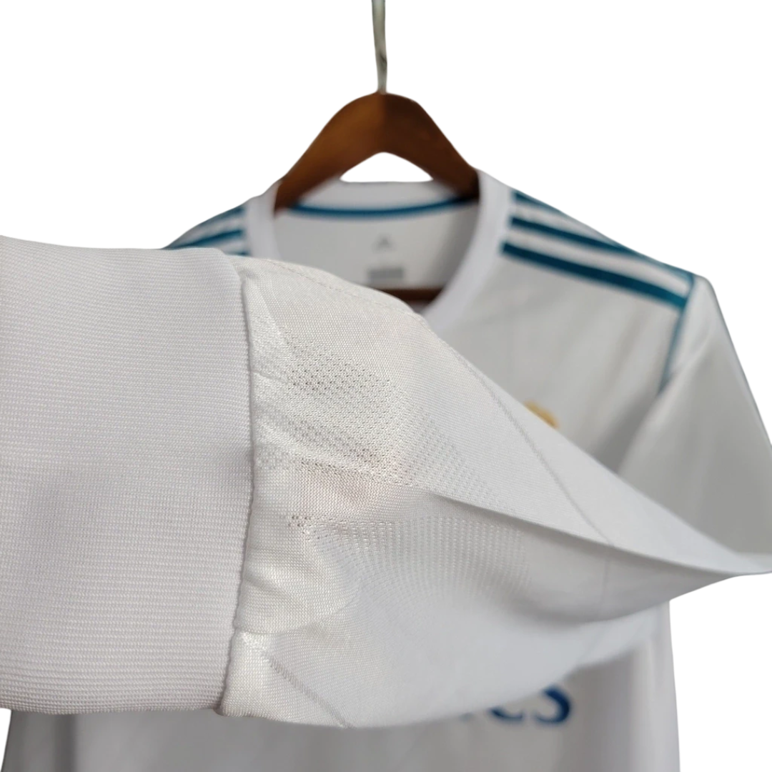 Camisa Retrô Real Madrid I I Adidas 2017/18 Manga Longa Masculino Branco