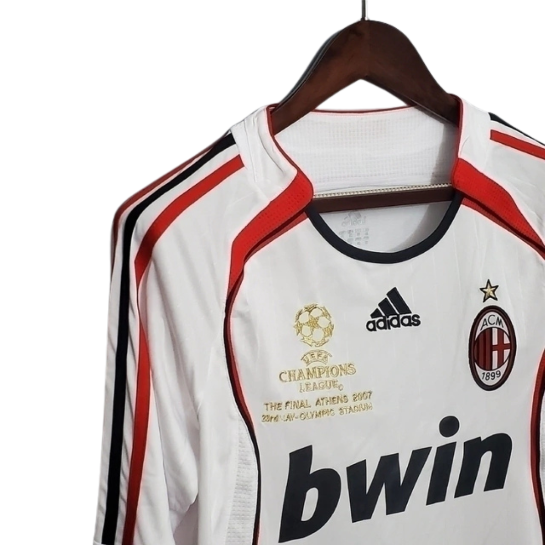 Camisa Retrô Milan II II 2006/07 Manga Longa Masculino Branco