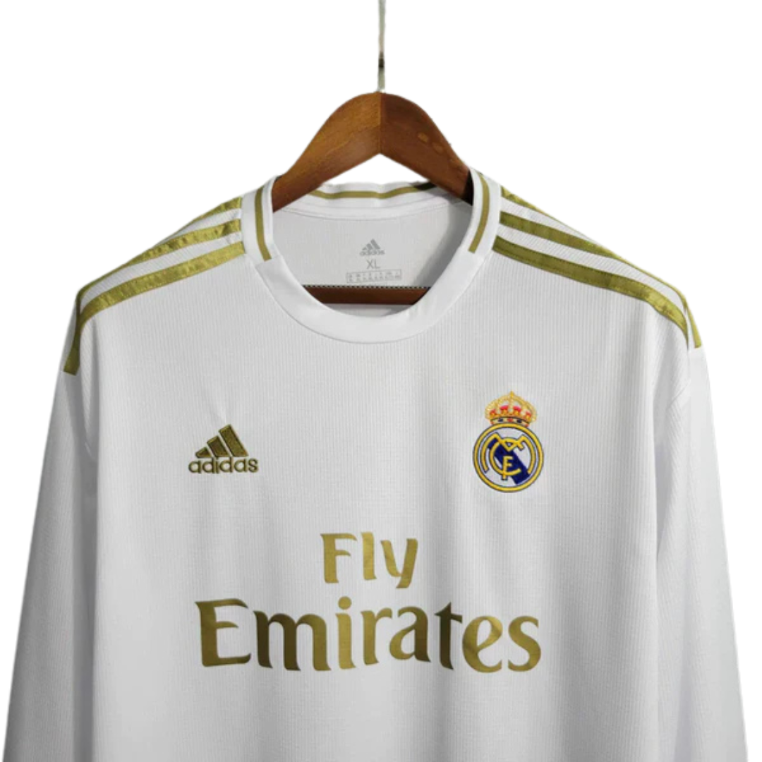 Camisa Real Madrid I I 2019/20 Adidas Retrô Manga Longa Masculina - Branco