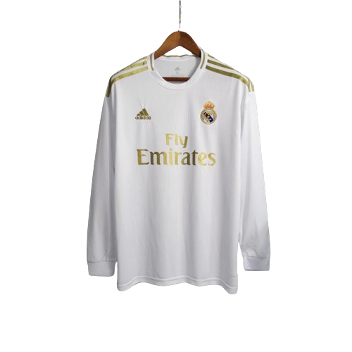 Camisa Real Madrid I I 2019/20 Adidas Retrô Manga Longa Masculina - Branco