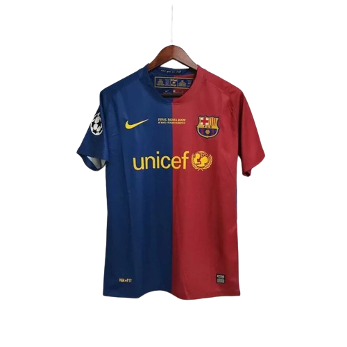 Camisa Retrô Barcelona I I Nike 2008/09 UEFA Champions League Azul e Grená