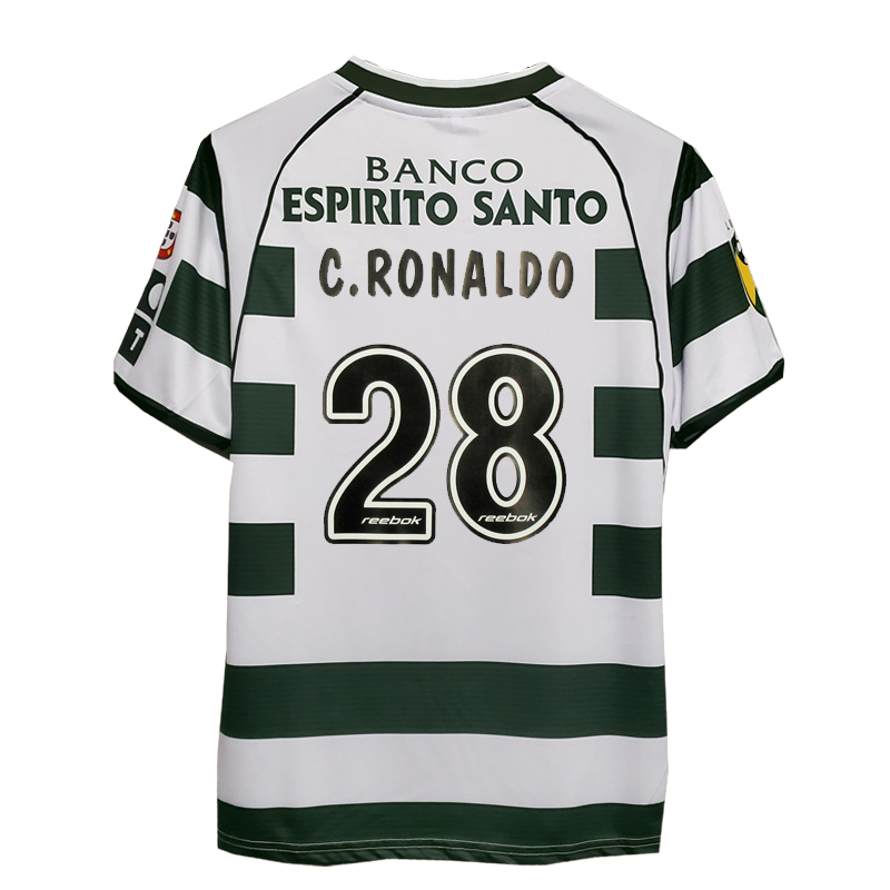 Camisa Retrô Sporting Portugal I Reebok 2002/03 Masculino Verde e Branco